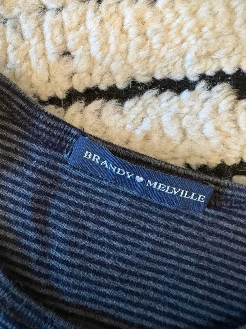 Brandy Melville Navy & Black Thin-Striped Short Sleeve Tee